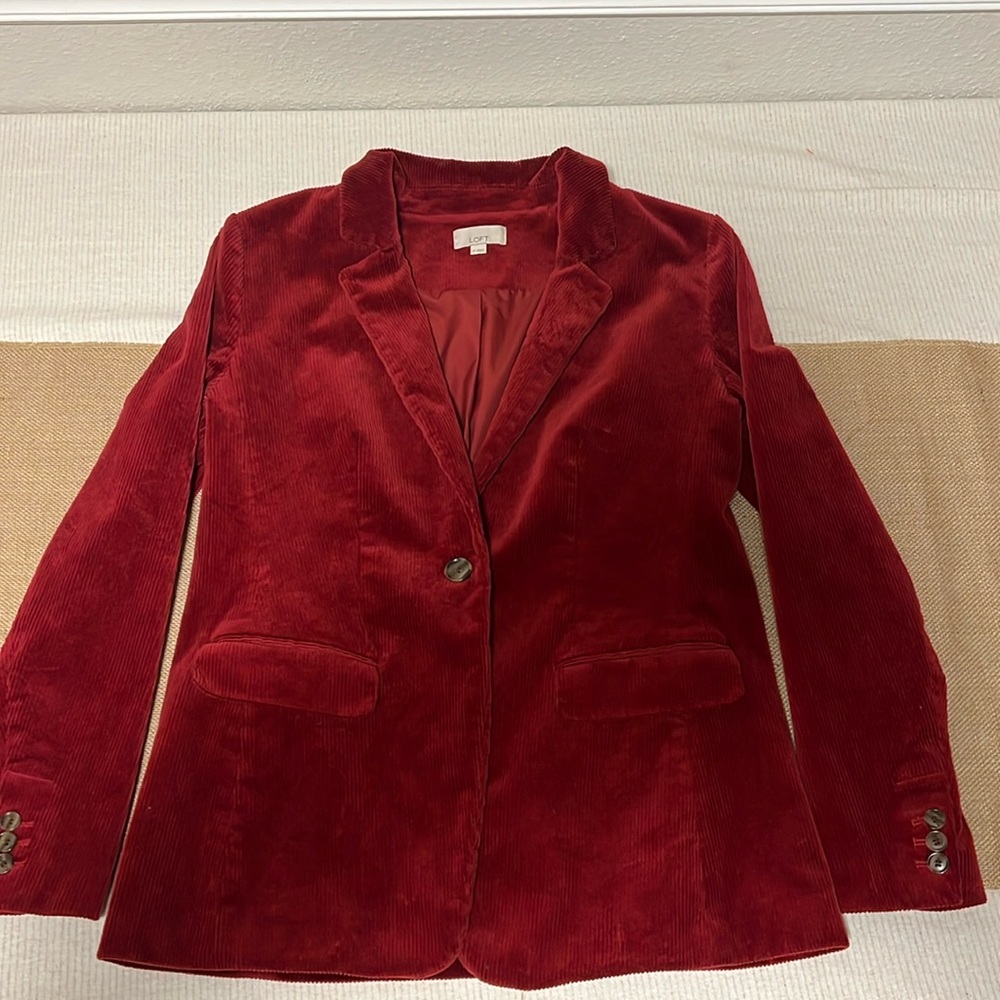 Loft red velvet blazer